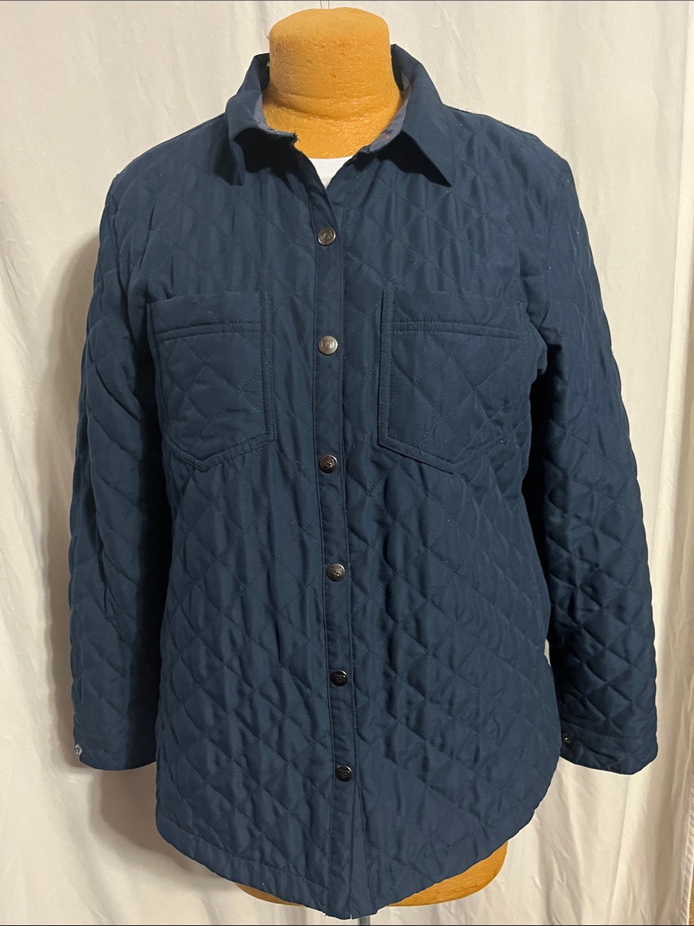 Women's Quilted Navy Button-Front Jacket